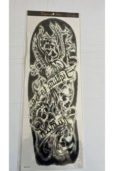 Airbrush Tattoo Gül İskelet 1 Hafta Kalıcı Tam Kol Kaplama Bacak Yapıştırma Geçici Dövme 46 Cm