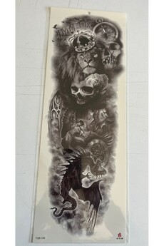 Airbrush Tattoo Dragon Aslan 1 Hafta Kalıcı Tam Kol Bacak Yapıştırma Geçici Dövme 46 Cm