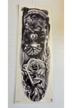 Ai̇rbrush Tattoo Gül Ve Göz 1 Hafta Kalıcı Tam Kol Bacak Yapıştırma Geçi̇ci̇ Dövme 46 Cm