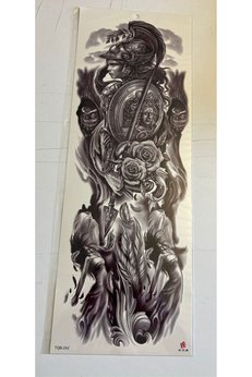 Airbrush Tattoo Savaşçı Kadın 1 Hafta Kalıcı Tam Kol Bacak Yapıştırma Geçici Dövme 46 Cm