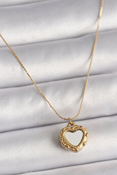 Toptan Bulurum 316L Çelik Gold Renk Zincir Sedefli Kalp Model Kadın Ke