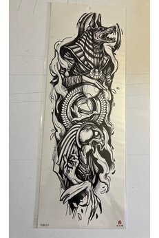 Airbrush Tattoo Antik Kral 1 Hafta Kalıcı Tam Kol Bacak Yapıştırma Geçici Dövme 46 Cm