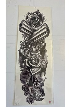 Airbrush Tattoo Mücadele 1 Hafta Kalıcı Tam Kol Kaplama Bacak Yapıştırma Geçici Dövme 46 Cm