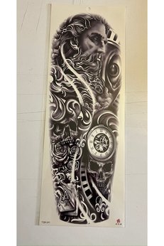 Airbrush Tattoo Zaman 1 Hafta Kalıcı Tam Kol Bacak Yapıştırma Geçici Dövme 46 Cm