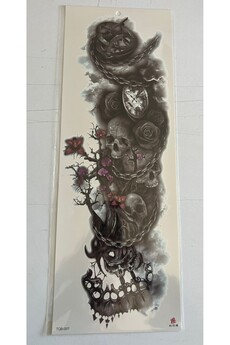 Ai̇rbrush Tattoo Zi̇nci̇rli̇ Kuru Kafa 1 Hafta Kalıcı Tam Kol Bacak Yapıştırma Geçi̇ci̇ Dövme 46 Cm