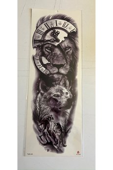 Airbrush Tattoo Aslan Kurt 1 Hafta Kalıcı Tam Kol Bacak Yapıştırma Geçici Dövme 46 Cm