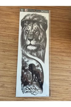 Airbrush Tattoo Aslan 1 Hafta Kalıcı Tam Kol Bacak Yapıştırma Geçici Dövme 46 Cm