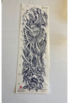 Airbrush Tattoo Yırtıcı Kuş 3 Hafta Kalıcı Tam Kol Bacak Kaplama Yapıştırma Geçici Dövme 46 Cm
