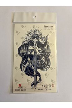 Airbrush Tattoo Adalet Kılıç 18X11 Cm 1 Ay Kalıcı Geçici Dövme Yapıştırma Dövme