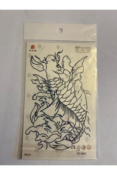 Airbrush Tattoo Koi Balığı 18X11 Cm Yarı Kalıcı Hayalet Geçici Dövme Yapıştırma Dövme
