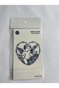Airbrush Tattoo Kalp Melek 11X8 Cm Yarı Kalıcı Geçici Dövme Yapıştırma Dövme
