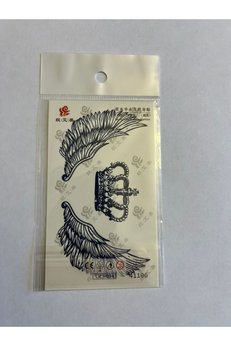 Airbrush Tattoo Kanatlı Taç Minimal Yarı Kalıcı Hayalet Geçici Dövme Yapıştırma Dövme
