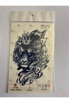 Airbrush Tattoo Kral Aslan 18X11 Cm Yarı Kalıcı Hayalet Geçici Dövme Yapıştırma Dövme