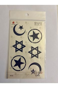 Airbrush Tattoo Yıldızlar 18X11 Cm Aylık Yarı Kalıcı Kalıcı Geçici Dövme Yapıştırma Dövme