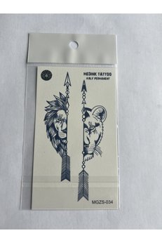 Airbrush Tattoo Erkek Dişi Aslan 11X8 Cm Yarı Kalıcı Geçici Dövme Yapıştırma Dövme