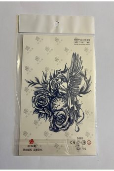 Airbrush Tattoo Melek Gül 18X11 Cm 1 Ay Kalıcı Geçici Dövme Yapıştırma Dövme