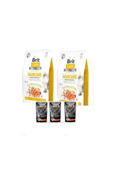 Bri̇t Care Hai̇rcare Tahılsız Yeti̇şki̇n Kedi̇ Maması2Kgx2=4Kg+Somonlu Yaş mamax3