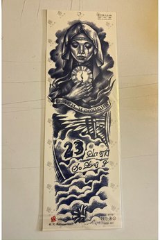 Airbrush Tattoo Ağlayan Kadın 3 Hafta Kalıcı Tam Kol Bacak Kaplama Yapıştırma Geçici Dövme 46 Cm