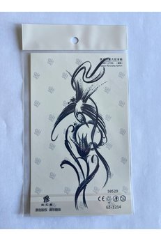 Airbrush Tattoo Kuş Lale 18X11 Cm Yarı Kalıcı Geçici Dövme