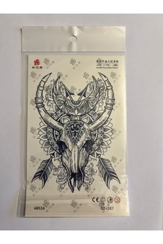 Airbrush Tattoo İskelet Boğa 18X11 Cm 1 Ay Kalıcı Geçici Dövme Yapıştırma Dövme