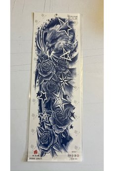 Airbrush Tattoo Yıldız Kartal 3 Hafta Kalıcı Tam Kol Bacak Kaplama Yapıştırma Geçici Dövme 46 Cm