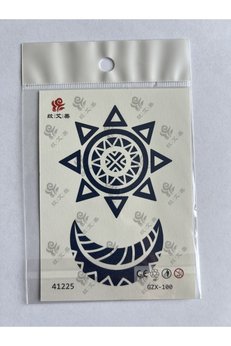 Airbrush Tattoo Ay Yıldız Minimal 11X8 Cm Yarı Kalıcı Geçici Dövme Yapıştırma Dövme