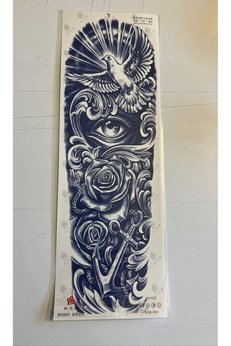 Airbrush Tattoo Güvercin Gül 3 Hafta Kalıcı Tam Kol Bacak Kaplama Yapıştırma Geçici Dövme 46 Cm