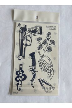 Airbrush Tattoo Çılgın Tasarımlar 18X11 Cm Yarı Kalıcı Geçici Dövme