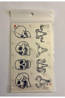 Airbrush Tattoo Kuru Kafalar 18X11 Cm 1 Ay Kalıcı Geçici Dövme Yapıştırma Dövme