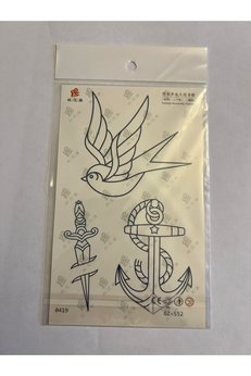 Airbrush Tattoo Kuş 18X11 Cm Yarı Kalıcı Hayalet Geçici Dövme Yapıştırma Dövme