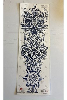 Airbrush Tattoo İskelet 3 Hafta Kalıcı Tam Kol Bacak Kaplama Yapıştırma Geçici Dövme 46 Cm