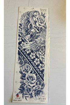 Airbrush Tattoo Güller 3 Hafta Kalıcı Tam Kol Bacak Kaplama Yapıştırma Geçici Dövme 46 Cm