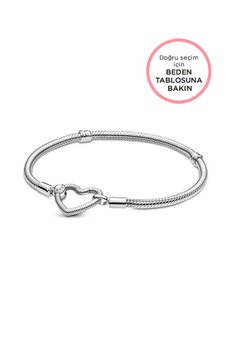 Pandora Moments Kalp Kilitli Zincir 925 Ayar Gümüş Bileklik Charm Uyumlu