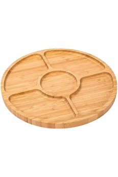 STOREMAX shopverse 360° Dönebilen 34 Cm Bambu Ahşap Pizza, Peynirebilen ve Sunum Tepsisi – Çok Amaçlı Döner S