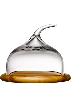 STOREMAX shopverse Ahşap Altlıklı Cam Kapaklı Servis Tabağı, 22.5 cm, 1.26 kg trendflick 1014773