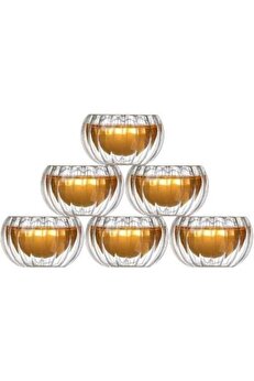 STOREMAX shopverse Katmanlı Cam Sosluk 6'lı Set - Şeffaf Çift Cidarlı Cam Sunum Kapları trendflick 10147
