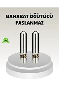 gizmurstore Elektrikli Tuz Karabiber Değirmeni – Çiftli Set, Paslanmaz Gövde, LED Işıklı ve Ayarlanabilir Öğütme