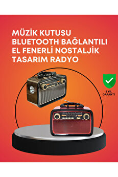 gizmurstore Nostaljik Radyo Görünümlü Bluetooth Hoparlör – FM/AM Yayın, Kablosuz Bağlantı, Şarj Edilebilir