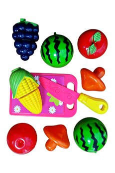 Brother Toys Oyuncak 12 Parça Meyve Sebze Kesme Seti Bıçak Tabak Ve Kesme Tahtası Mısır Karpuz Üzüm