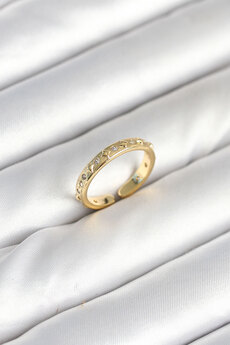 Evimdeyokyok Pirinç Gold Renk Zirkon Taşlı Kadın Yüzük Tj-Byk3903