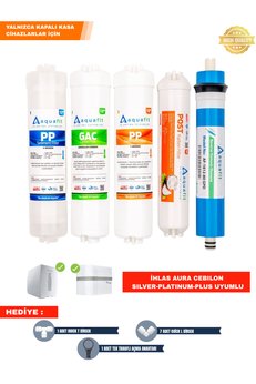 aquafit İhlas Aura Cebilon Silver-Platinum-Plus Su Arıtma Cihazı Uyumlu 5'Li Filtre Seti