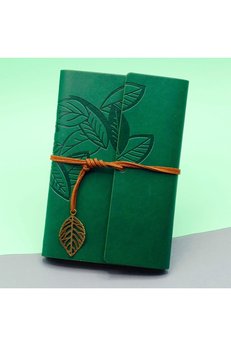 Evimdeyokyok Yeşil Deri Kapaklı Yaprak Desenli Defter