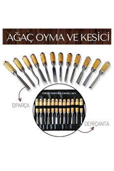 Buti̇k Turk Elena 12 Parça Çantalı Ağaç Oyma Ve Kesi̇ci̇ Set