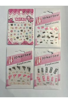 Airbrush Tattoo 4 Adet Birden Nail Art Tırnak Süsleme Seti