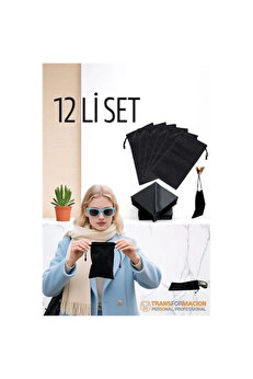 Buti̇k Hsnet Kumaş Gözlük Kılıfı 6+6 Kılıf+Bezli̇ Set