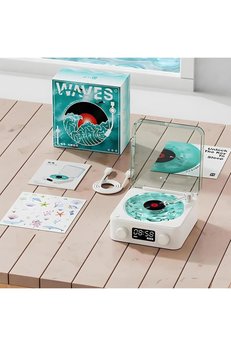 Evimdeyokyok Waves Nostalji Plak Görünümlü Bluetooth Hoparlör 3D Ses Dalgası Retro Müzik Plak Mavi