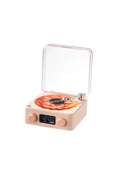 Evimdeyokyok Waves Nostalji Plak Görünümlü Bluetooth Hoparlör 3D Ses Dalgası Retro Müzik Plak Pembe