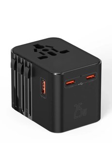 Evimdeyokyok 25W Evrensel Seyahat Adaptörü, Eu/Us/Uk/Au Priz Dönüştürücü, 1X Usb, 2X Type-C Hızlı Şarj