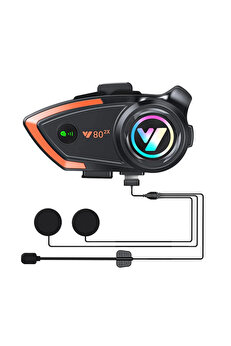 Evimdeyokyok Yeni Model Y80-2X Motosiklet İntercom 2 Kişilik Bağlantı Rgb Işıklı Bluetooth Kulaklık Seti