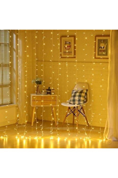 Buti̇k 8 Fonksi̇yonlu 200 Led 10 Saçak Şeri̇t Led 2X2 Perde İp Led (Gün Işığı)